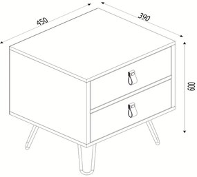 Κομοδίνο ArteLibre TILOS Φυσικό/Ανθρακί/Ανοιχτό Καφέ 45x39x60cm