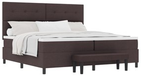 vidaXL Κρεβάτι με Στρώμα & Πάγκο Σκούρο Καφέ 200x200 εκ Ύφασμα