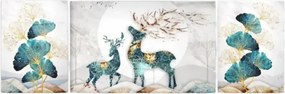 Stewehome Τρίπτυχο Γυάλινο Σετ με Πολύχρωμα Ελάφια 210x70 cm