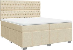 vidaXL Κρεβάτι Boxspring με Στρώμα Κρεμ 200x200 εκ. Υφασμάτινο