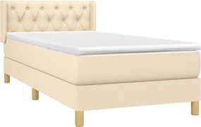 vidaXL Κρεβάτι Boxspring με Στρώμα Κρεμ 80 x 200 εκ. Υφασμάτινο
