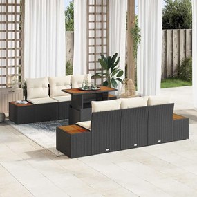 vidaXL Σετ Καναπέ Κήπου με αποθήκευση 7 pcs Μαύρο Πολυ ράταν