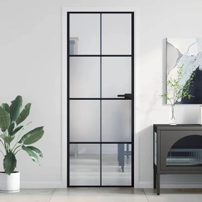 vidaXL Εσωτερική Πόρτα Μαύρη 76x201,5 εκ. Ψημένο Γυαλί και Αλουμίνιο