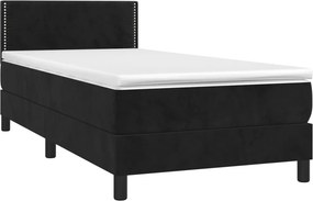 vidaXL Κρεβάτι Boxspring με Στρώμα Μαύρο 90x190 εκ. Βελούδινο