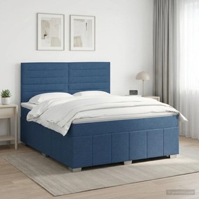 vidaXL Κρεβάτι box spring με στρώμα Μπλε 140 x 200 cm Ύφασμα