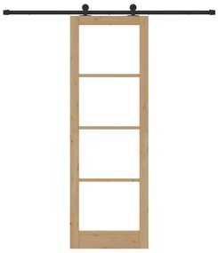 vidaXL Συρόμενη Πόρτα Χειροκίνητος Καφέ 78 x 232 cm Ξύλο και μέταλλο
