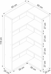 Βιβλιοθήκη Λευκό AGUN 60x20x118