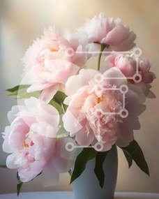 Σετ των 2 Intra Συλλεκτικό Ξύλινο Παζλ Plywood 4mm - Λευκό βάζο με ροζ παιώνιες Σε Ξύλινο Κουτί - Διαστάσεις: 10x10 cm – 25 κομμάτια