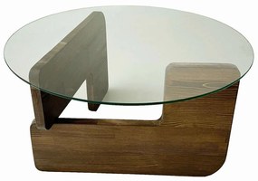 Τραπέζι Σαλονιού Mia 552NOS2544 75x75x35cm Walnut-Clear