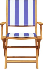 vidaXL Σετ Επίπλων Bistro 3 τεμ. Μπλε/Λευκό Ύφασμα/Μασίφ Πεύκου