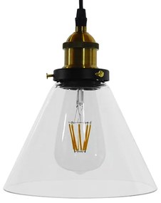 GloboStar® CONE 01169 Vintage Κρεμαστό Φωτιστικό Οροφής Μονόφωτο 1 x E27 Γυάλινο Καμπάνα Φ18 x Y20cm