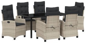 vidaXL Σέτ φαγητού για κήπο 7 pcs Ανοιχτό γκρι συνθετικό ρατάν