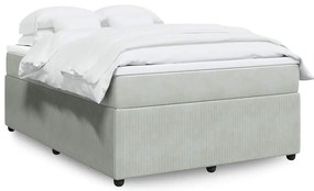 vidaXL Κρεβάτι Boxspring με Στρώμα Ανοιχτό Γκρι 160x200 εκ. Βελούδινο