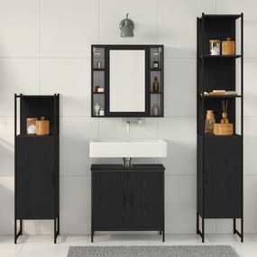 vidaXL Σετ Επίπλων Μπάνιου  4 τεμαχίων Μαύρη Δρυς Επεξεργασμένο Ξύλο