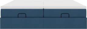 vidaXL Οθωμανικό κρεβάτι με στρώματα μπλε 200x200cm ύφασμα