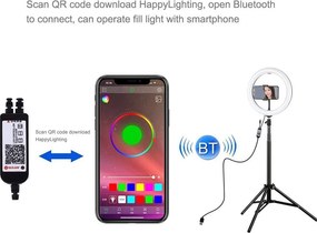 Ring Light Puluz 10.2" 26cm RGBW LED με Τρίποδο 1.65cm με Βάση Κινητού