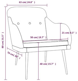 Πολυθρόνα Μαύρη 63 x 76 x 80 εκ. Υφασμάτινη - Μαύρο