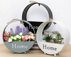 Κασπώ μεταλλικό στρογγυλό HOME λευκό 21,8x8,2x22,4εκ.