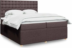 vidaXL Κρεβάτι Boxspring με Στρώμα Σκούρο Καφέ 200x200 εκ. Υφασμάτινο