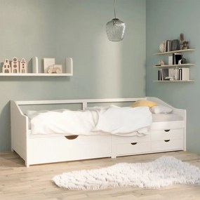 vidaXL Καναπές Κρεβάτι 3 Θέσεων με Συρτάρια Λευκό 90x200εκ Μασίφ Πεύκο