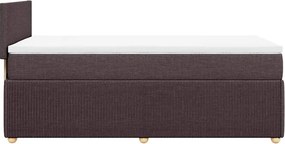 vidaXL Κρεβάτι Boxspring με Στρώμα Σκούρο Καφέ 90x190 εκ. Υφασμάτινο