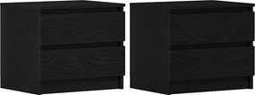 vidaXL Κομοδίνο 2 τμχ. Μαύρη Οξυά 50 x 40 x 43,5 εκ.