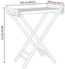 Τραπέζι Δίσκος Πτυσσόμενο 70,5 x 42,5 x 80 εκ. από Μπαμπού - Καφέ