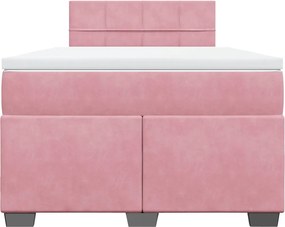 vidaXL Κρεβάτι Boxspring με Στρώμα Ροζ 120x190 εκ. Βελούδινο