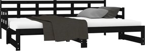 vidaXL Καναπές Κρεβάτι Συρόμενος Μαύρος 2x(90x190) εκ. Μασίφ Πεύκο