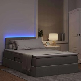 vidaXL Κρεβάτι με αποθηκευτικό χώρο και LED Taupe 120 x 200 cm