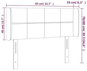 Κεφαλάρι Κρεβατιού LED Σκούρο Μπλε 83x16x78/88 εκ. Βελούδινο - Μπλε