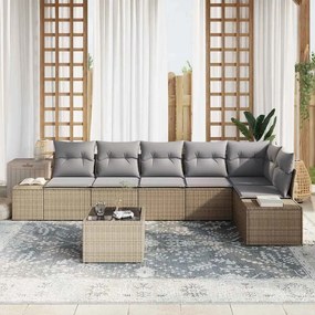 vidaXL Σετ Καναπέ Κήπου 7 pcs Μπεζ και Γκρι συνθετικό ρατάν