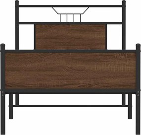 vidaXL Πλαίσιο Κρεβ. Χωρ. Στρώμα Καφέ Δρυς 90 x 190 εκ. Επεξ. Ξύλο