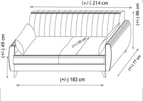 3-Seat Sofa-Bed Alkon - Tile Red Tile Red