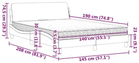 Κρεβάτι με Στρώμα Μαύρο/Λευκό 140x190 εκ. από Συνθετικό Δέρμα - Λευκό