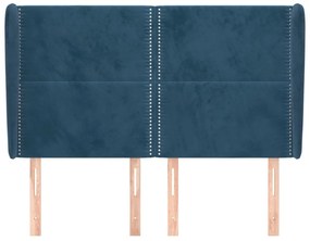 Κεφαλάρι με Πτερύγια Σκούρο Μπλε 147x23x118/128 εκ.Βελούδινο 3117868