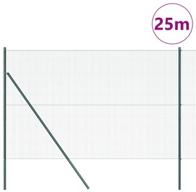 vidaXL Συρματόπλεγμα  με 13 Στυλούς Πράσινο 1.6x25 μ Χάλυβας