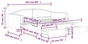 Καναπές Κρεβάτι Συρόμενος Μαύρος 100x200εκ Υφασμάτινος Συρτάρια - Μαύρο