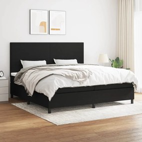 vidaXL Κρεβάτι Boxspring με Στρώμα Μαύρο 200x200 εκ. Υφασμάτινο