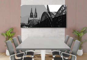 Απεικόνιση της πόλης της Κολωνίας σε ασπρόμαυρο - 120x60