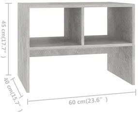 Τραπέζι Βοηθητικό Γκρι Σκυροδέματος 60x40x45 εκ. Επεξ. Ξύλο - Γκρι