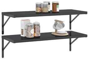 vidaXL Ράφια Τοίχου 2 τεμ. Μαύρο 100x40x3 εκ. Ανοξείδωτο Ατσάλι