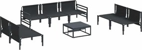 vidaXL Σετ Καναπέ Κήπου με μαξιλάρι 8 pcs Μαύρο Ατσάλι