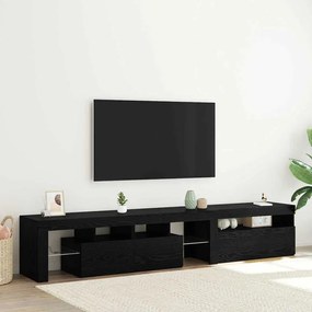 vidaXL Ντουλάπες Τηλεόρασης 2 τμχ με LED Φώτα Μαύρη Δρυς Επεξεργασμένο Ξύλο