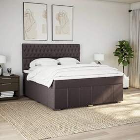 vidaXL Κρεβάτι Boxspring με Στρώμα Σκούρο Καφέ 180x200 εκ Υφασμάτινο
