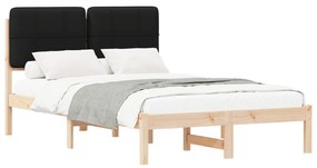 vidaXL Σκελετός Κρεβατιού με Επενδεδυμένο Κεφαλάρι Μαύρο 120 x 200 cm