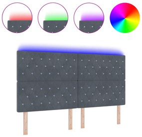 vidaXL LED Κεφαλαριά Σκούρου Γκρι 90 εκ Βελούδο