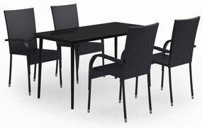 vidaXL Σετ Τραπεζαρίας Κήπου 5 Τεμαχίων Μαύρο