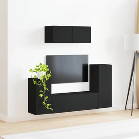 vidaXL Σετ επίπλου τηλεόρασης 4 pcs Μαύρο Επεξεργασμένο ξύλο
