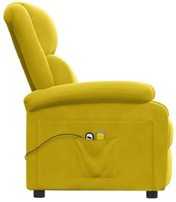 vidaXL Πολυθρόνα Μασάζ Ηλεκτρική Κίτρινη Βελούδινη